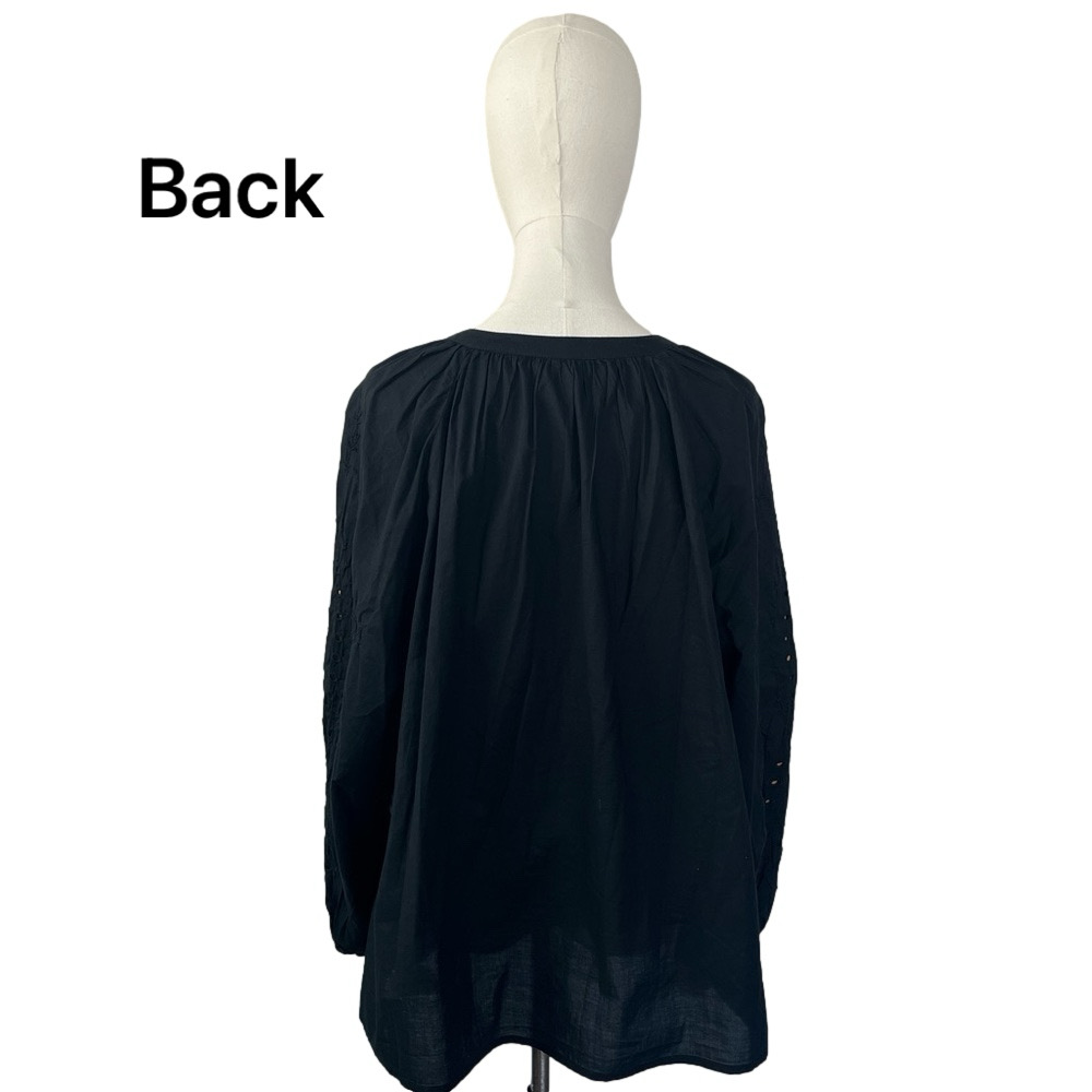 Old Navy Blouse Eyelet Sleeve Button Up Black XL - Picture 8 of 15